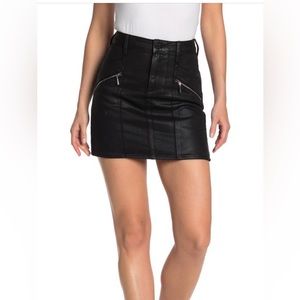 Paige Aiden Zip High Rise Onyx Black Coating Skirt